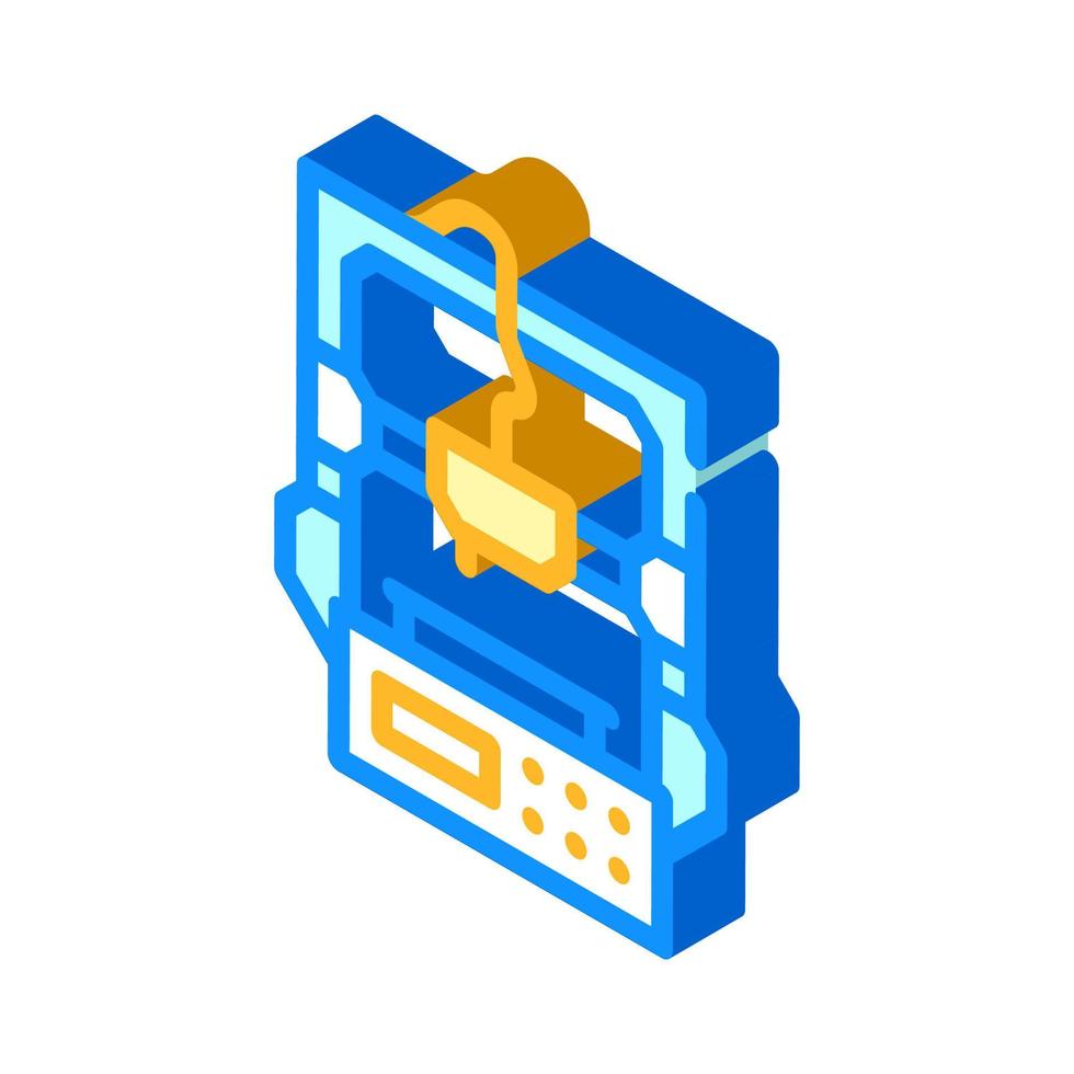 Einstiegsmodell 3D-Drucker isometrische Symbolvektorillustration vektor