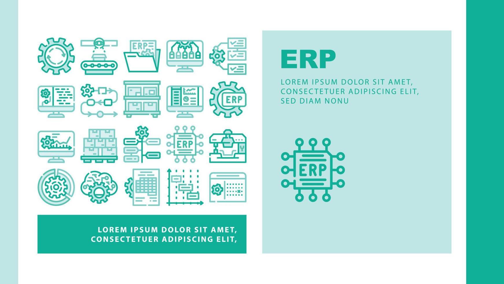 ERP Enterprise Resource Planning Landing Header Vektor