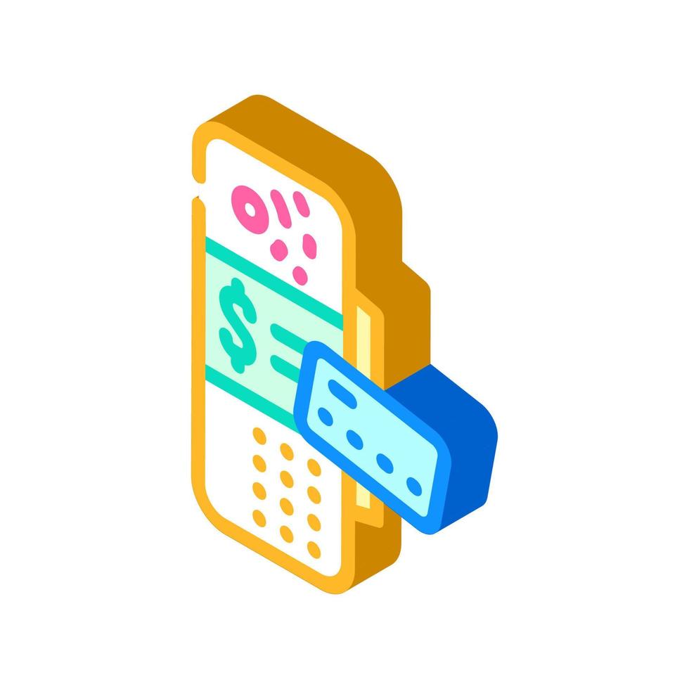 elektronisches terminal für die zahlung isometrischer symbolvektorillustration vektor