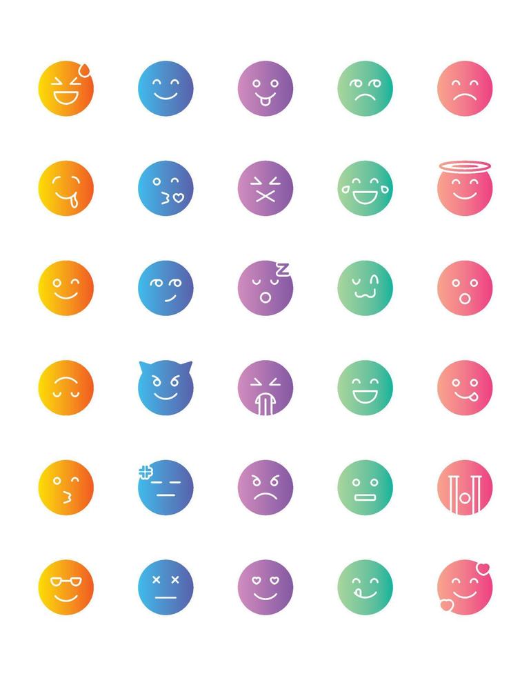 emoji ikonuppsättning 30 isolerad på vit bakgrund vektor
