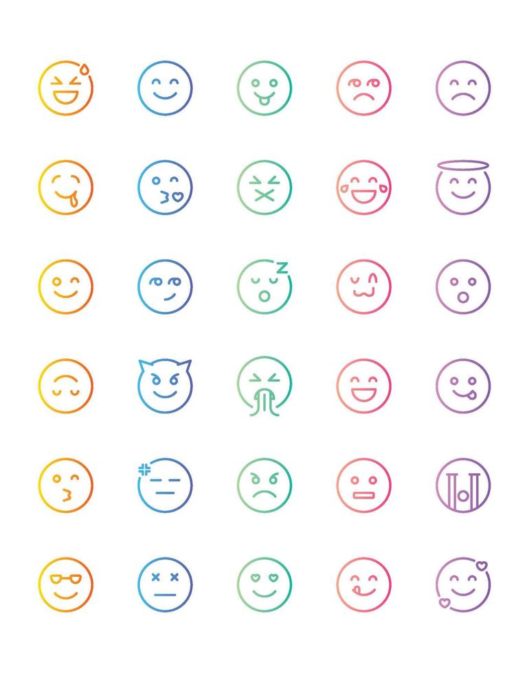 emoji ikonuppsättning 30 isolerad på vit bakgrund vektor