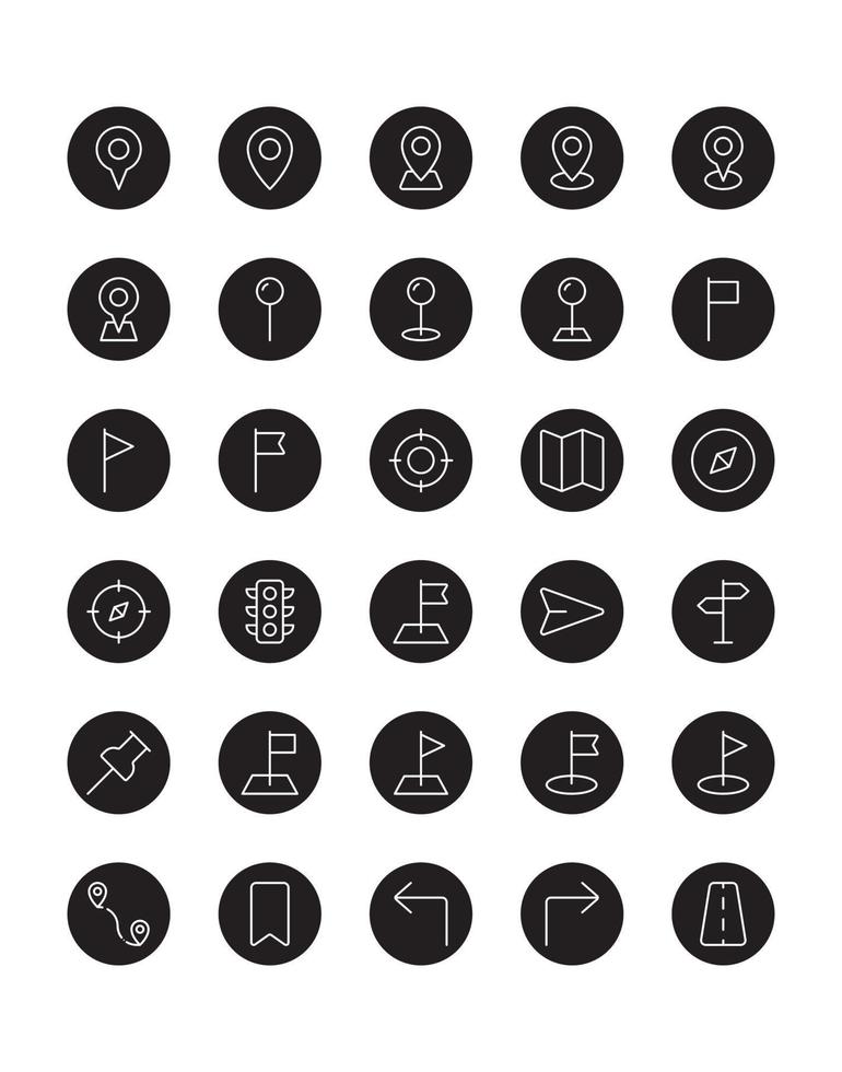 Standort-Icon-Set 30 isoliert auf weißem Hintergrund vektor