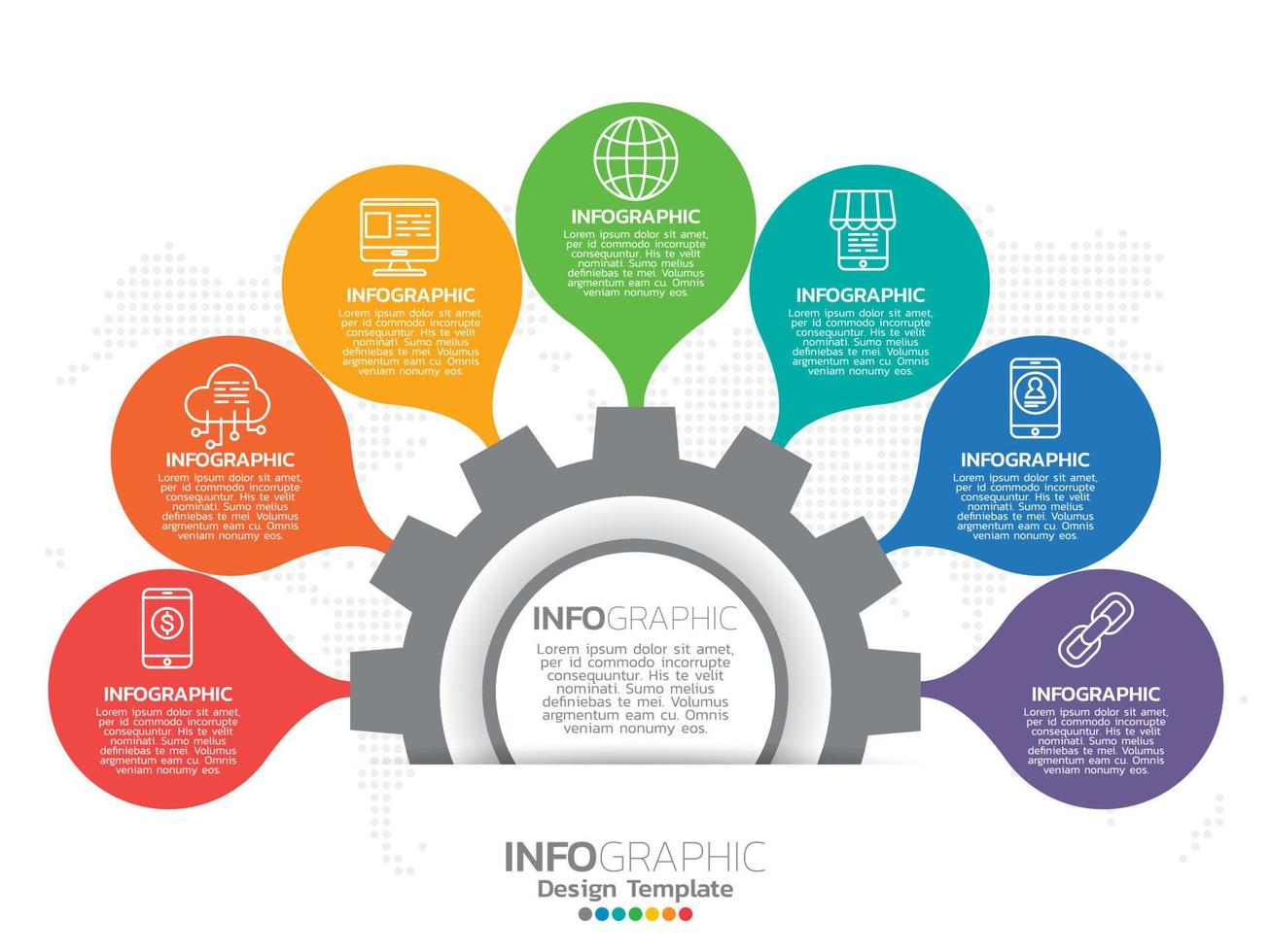 Infografik-Vorlagendesign mit 7 Farboptionen. vektor