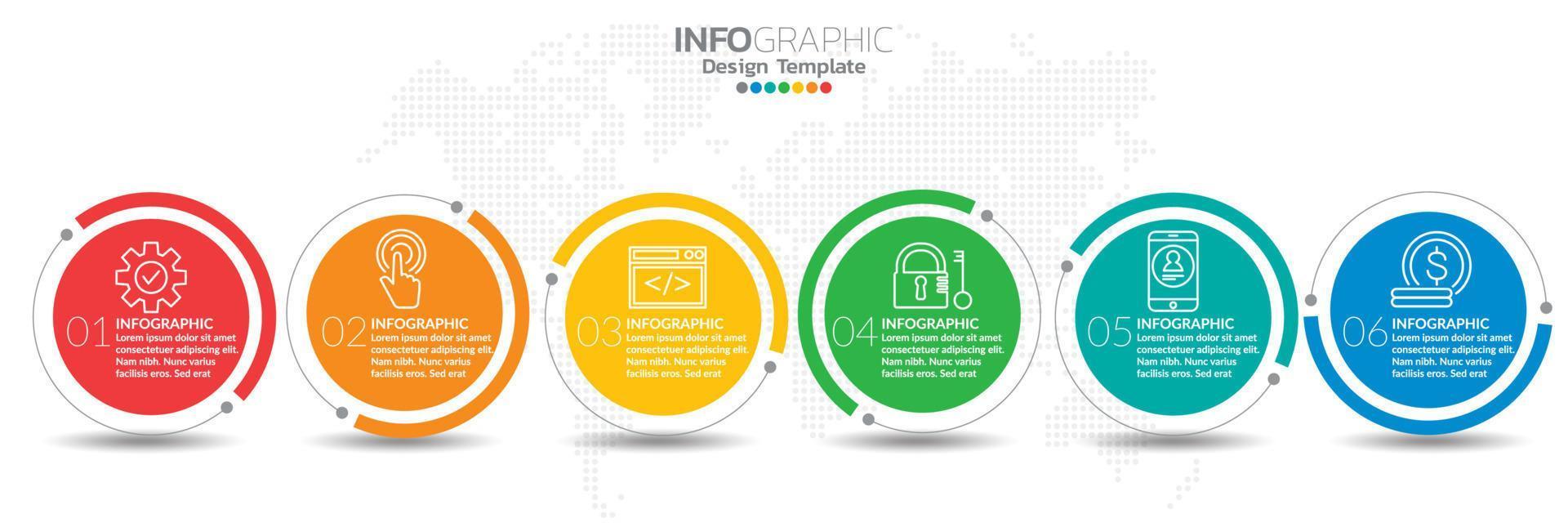 infografisk mall design med 6 färgalternativ. vektor