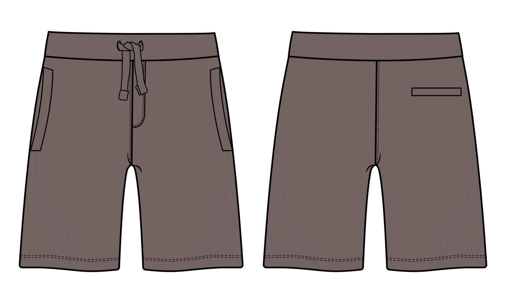 shorts pant teknisk mode platt skiss vektor illustration mall för pojkar