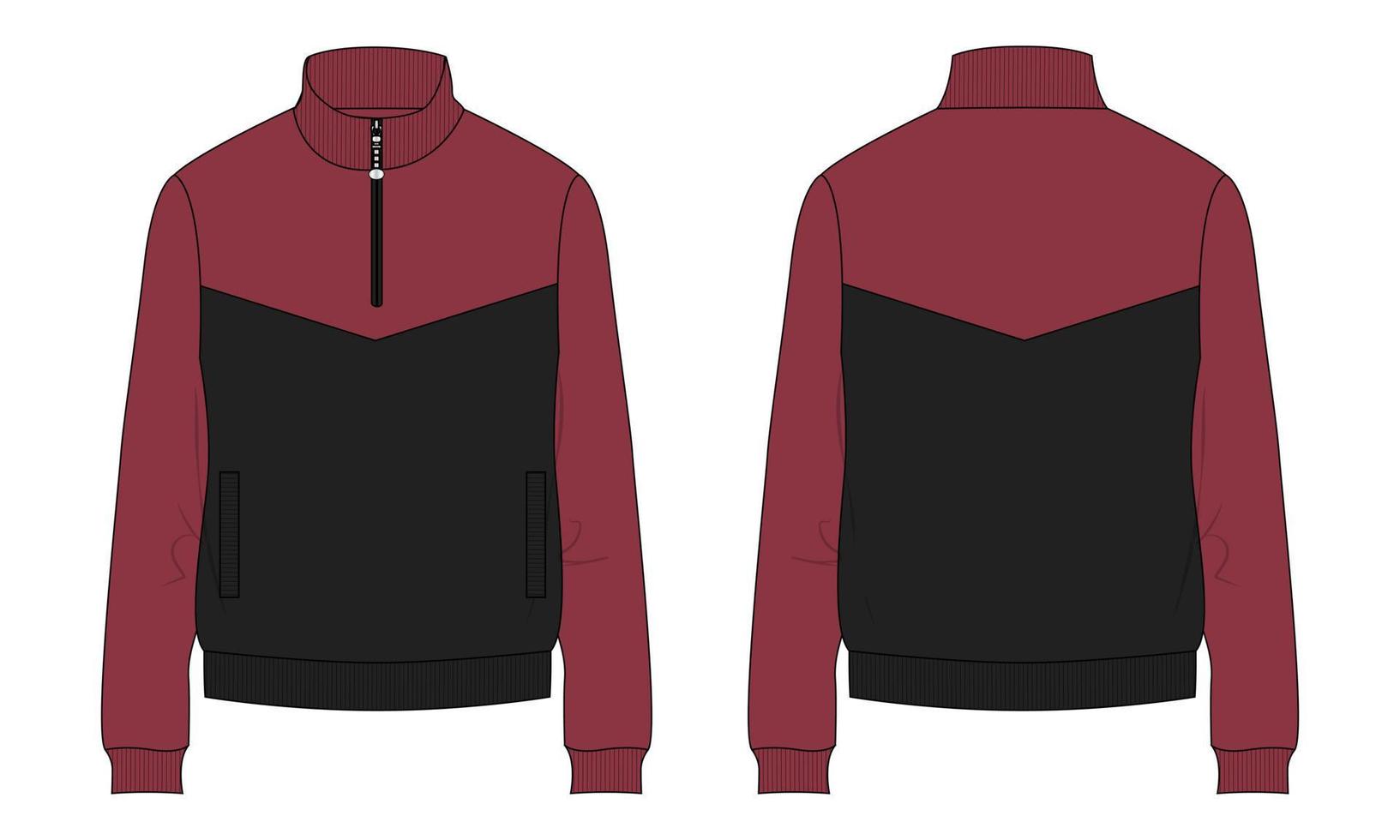 Langarm-Sweatshirt mit geschnittener und genähter flacher Skizzenvektor-Illustrationsvorlage für technische Mode vektor