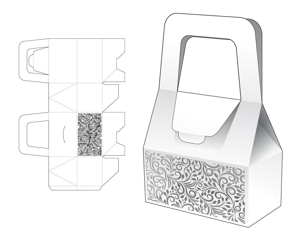 Tragetaschenverpackung mit schablonierter Stanzschablone und 3D-Modell vektor