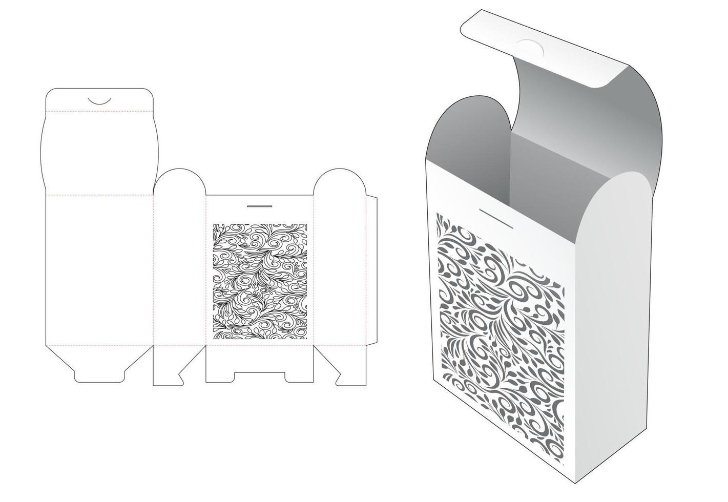 rund flip-förpackning med stencilerad blommall och 3D-modell vektor