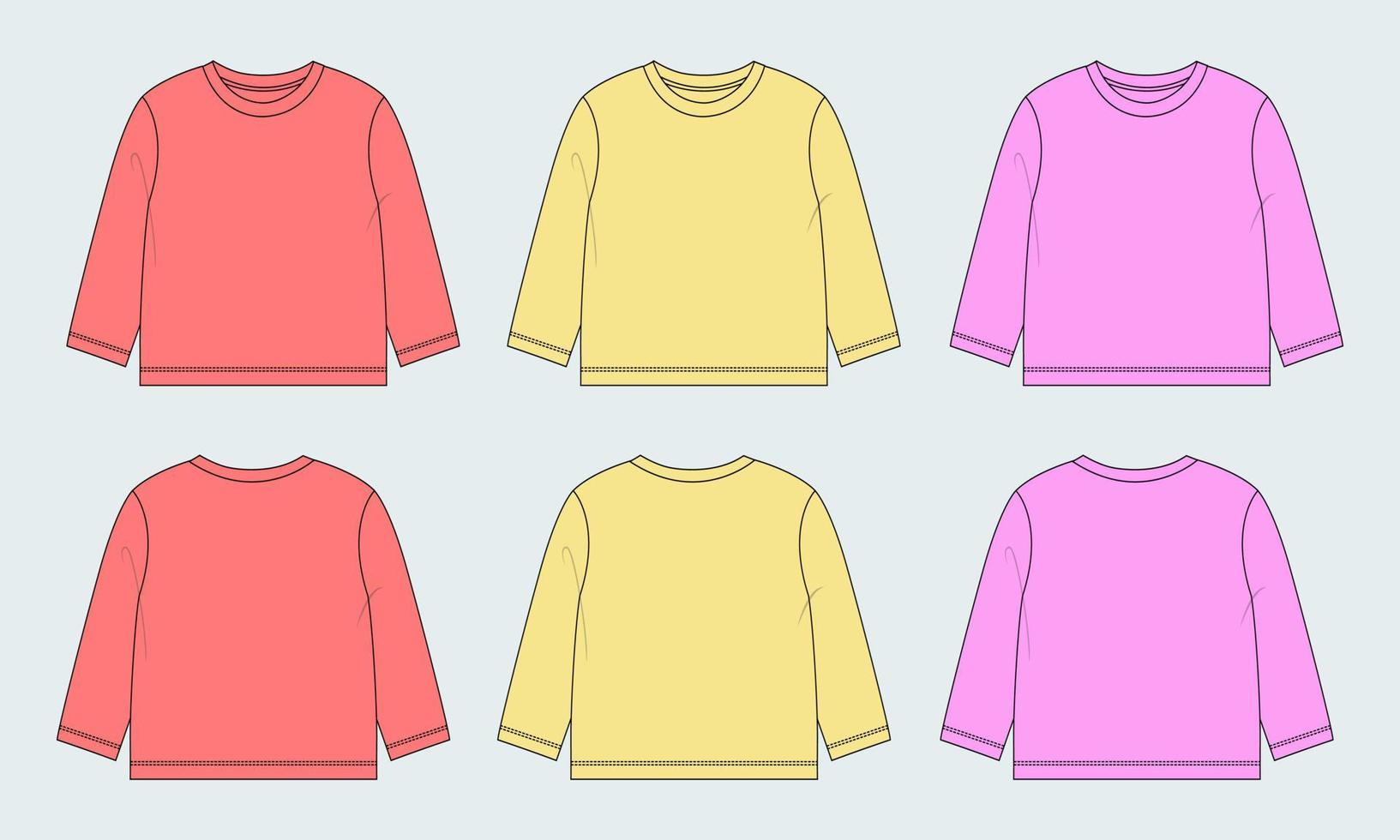 multicolor t-shirt toppar vektor illustration mall för damer och baby flickor