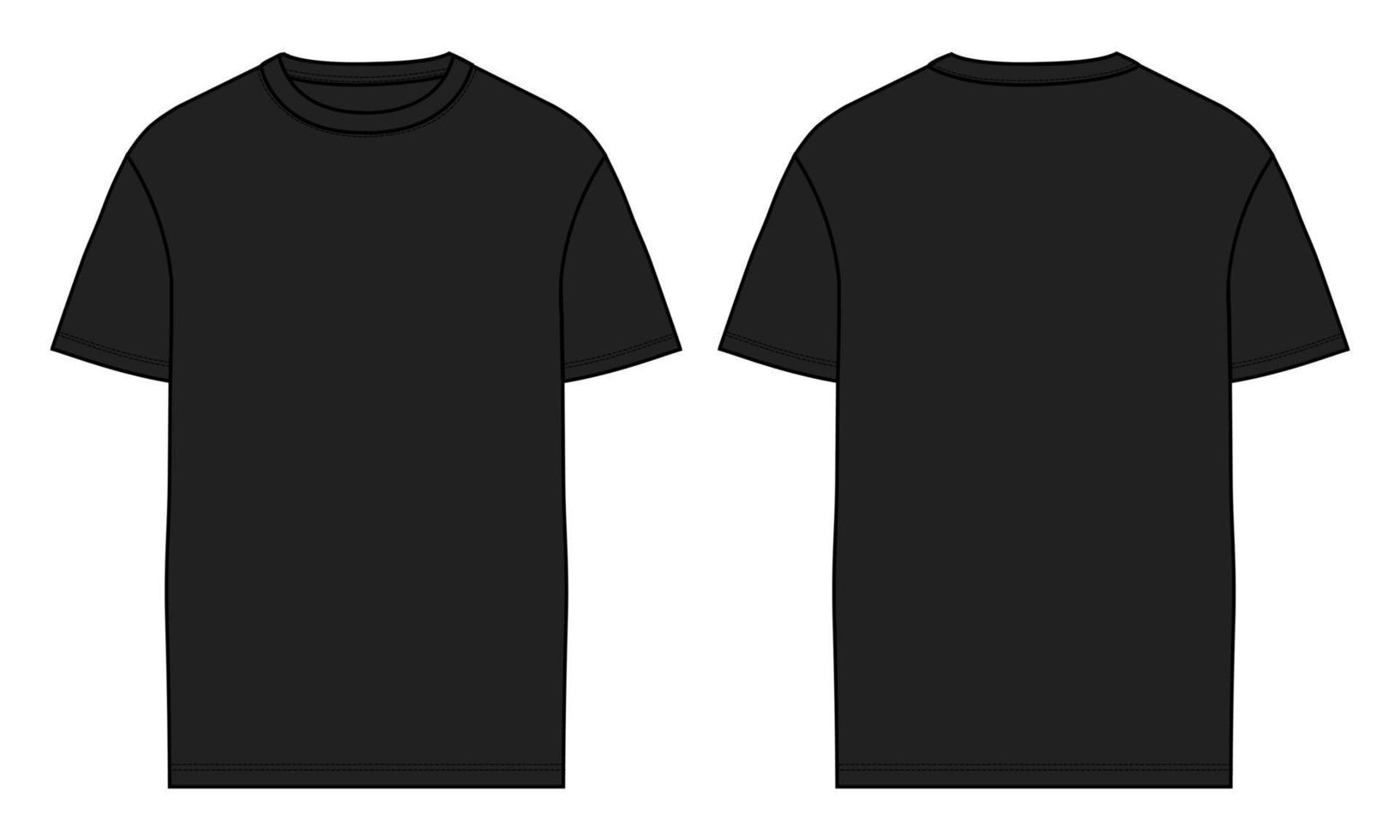 kurzarm t-shirt technische mode flache skizze vektorillustration schwarze farbvorlage vektor