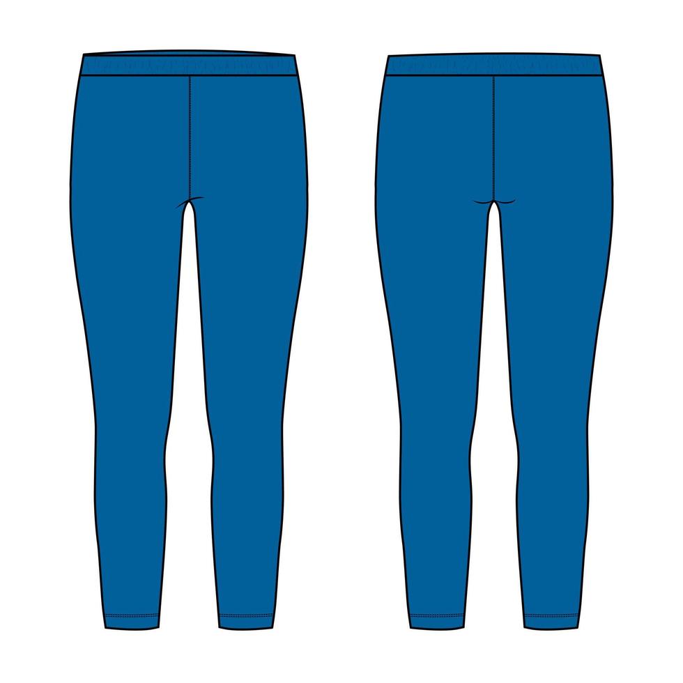 Leggings technische Mode flache Skizze Vektor Illustration blaue Farbvorlage