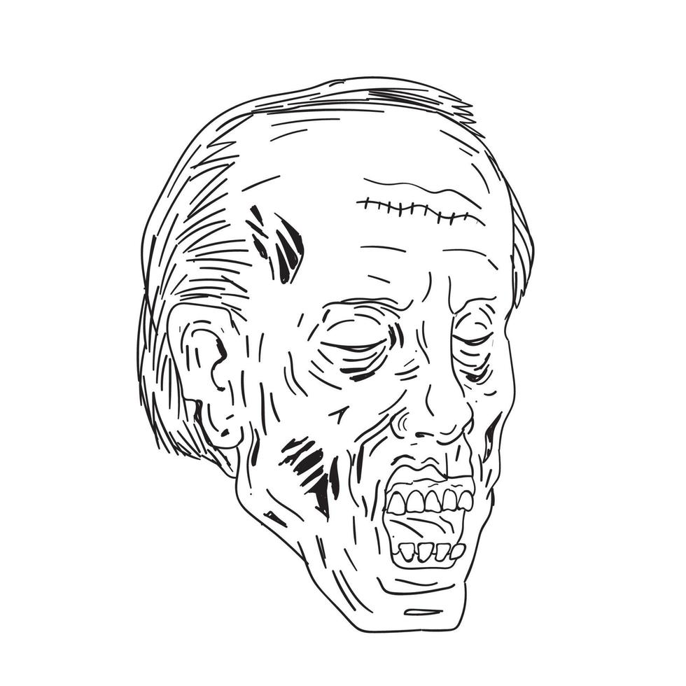 zombie huvud ögon stängda ritning vektor