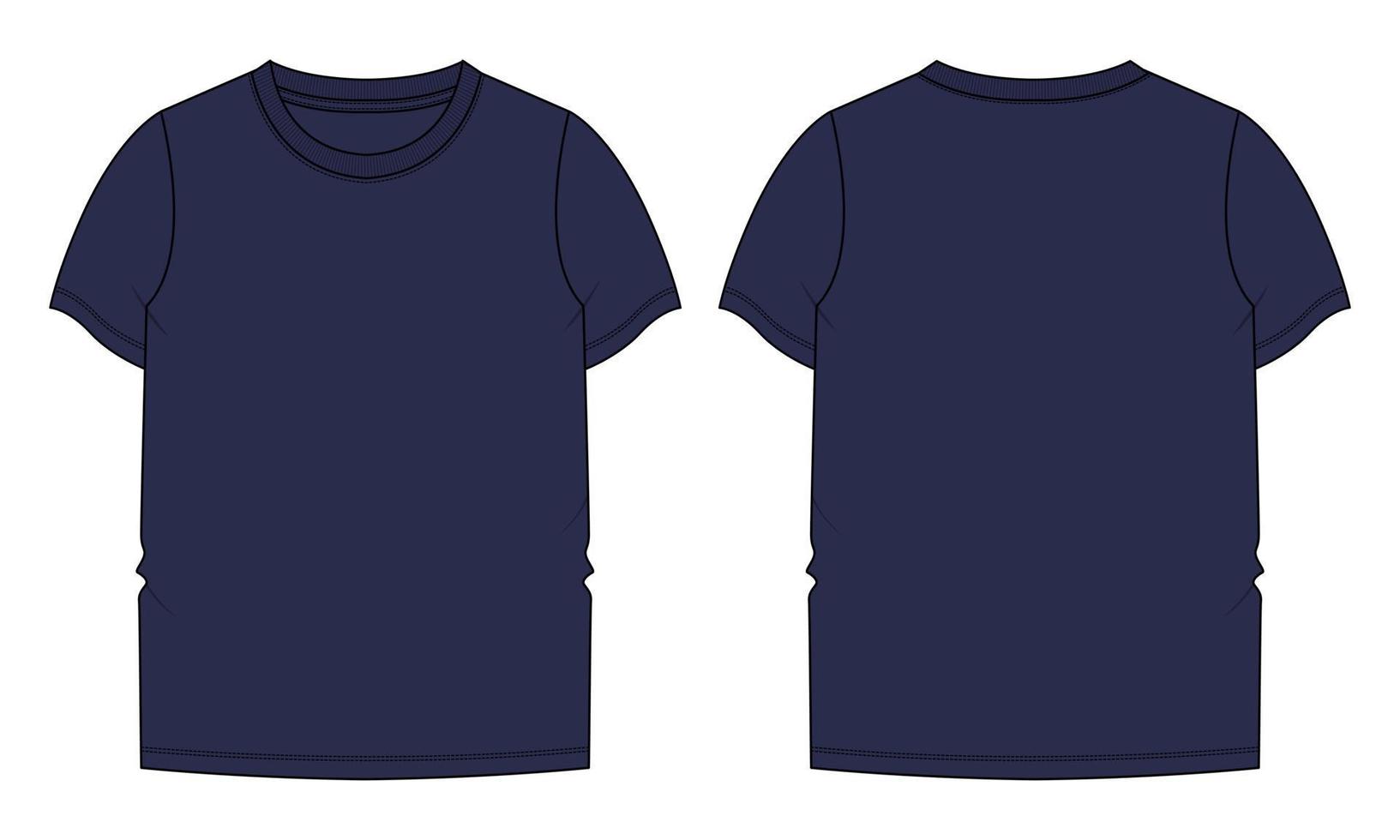 kurzarm t-shirt technische mode flache skizze vektorillustration navy farbvorlage vektor