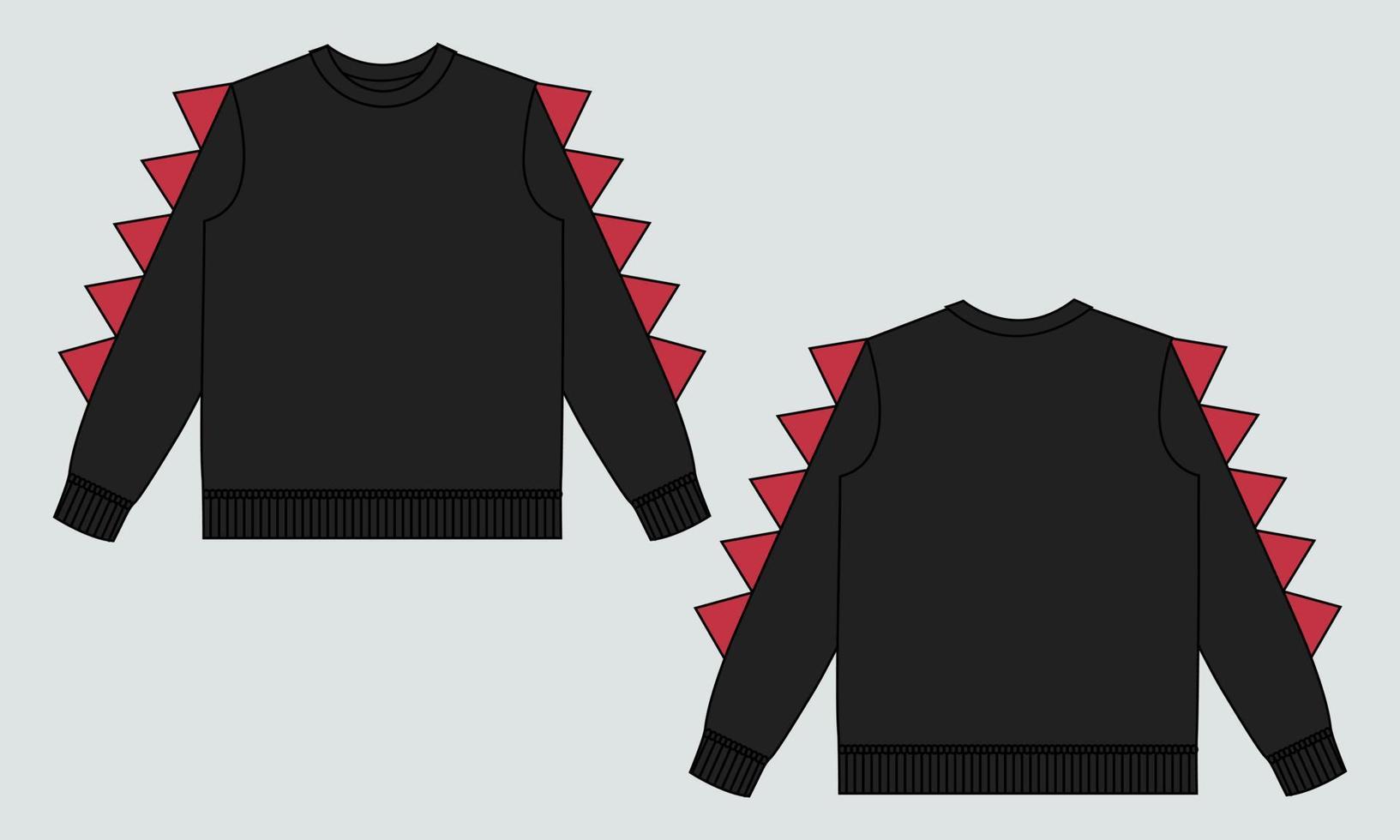 Sweatshirt technische Mode flache Skizze Vektor Illustration schwarze Farbvorlage für Babys
