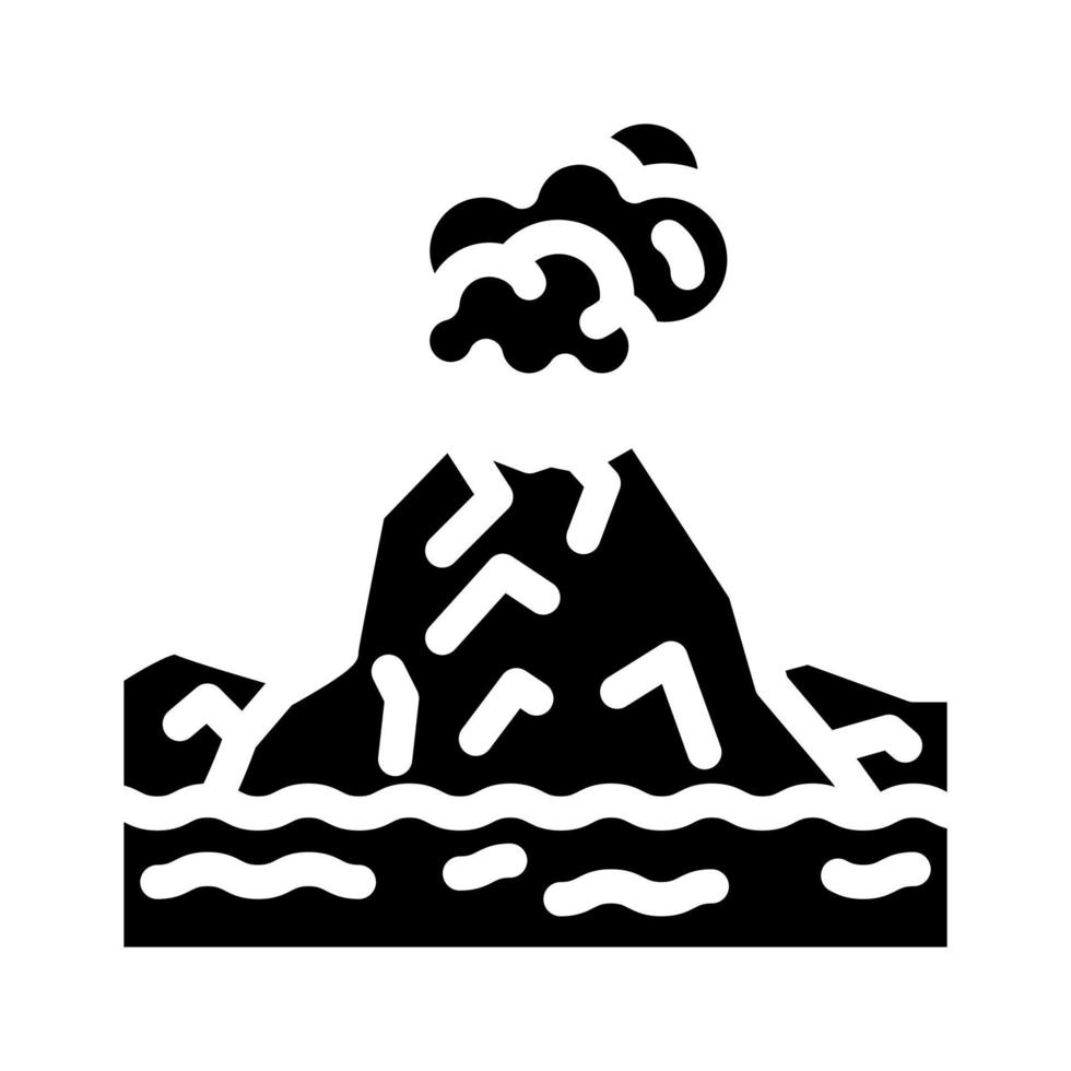 Insel mit Vulkan-Glyphen-Symbol-Vektorillustration vektor