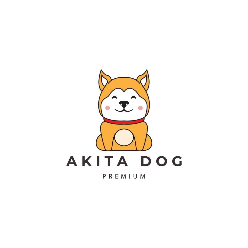 söt akita hund hund tecknad ikon logotyp design vektor symbol illustration