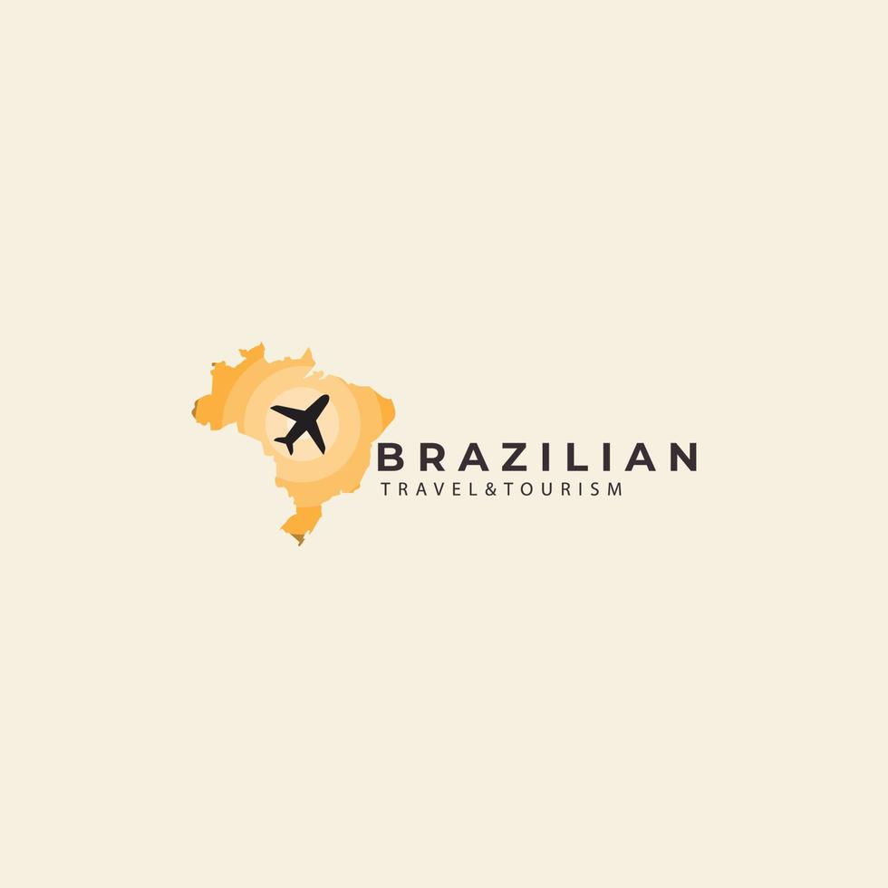 karta över Brasilien med flygplans logotyp för turism business vektor ikon symbol illustration design