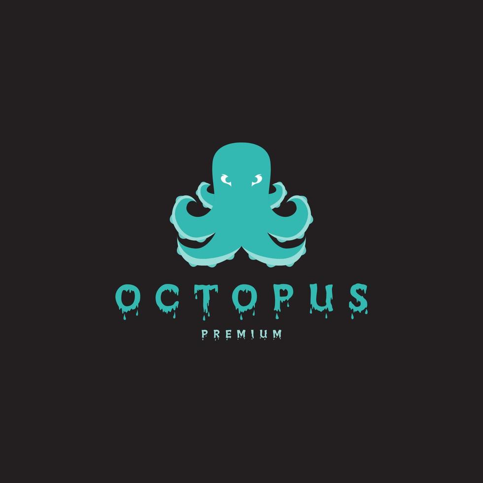 Oktopus isoliert dunkler Hintergrund Logo Vektor Symbol Symbol Illustration Design