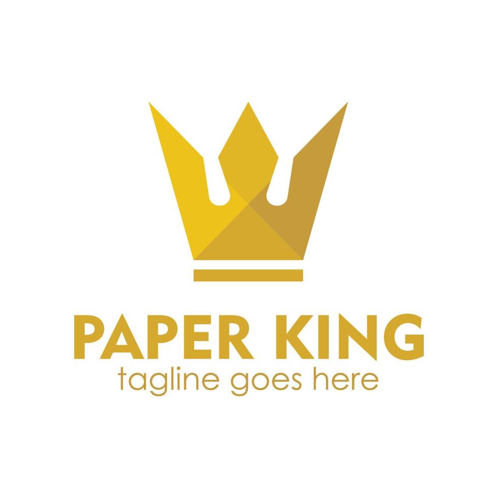 paper king logotyp designmall med kronikon, enkel och elegant. perfekt för företag, företag, mobil, butik, etc. vektor