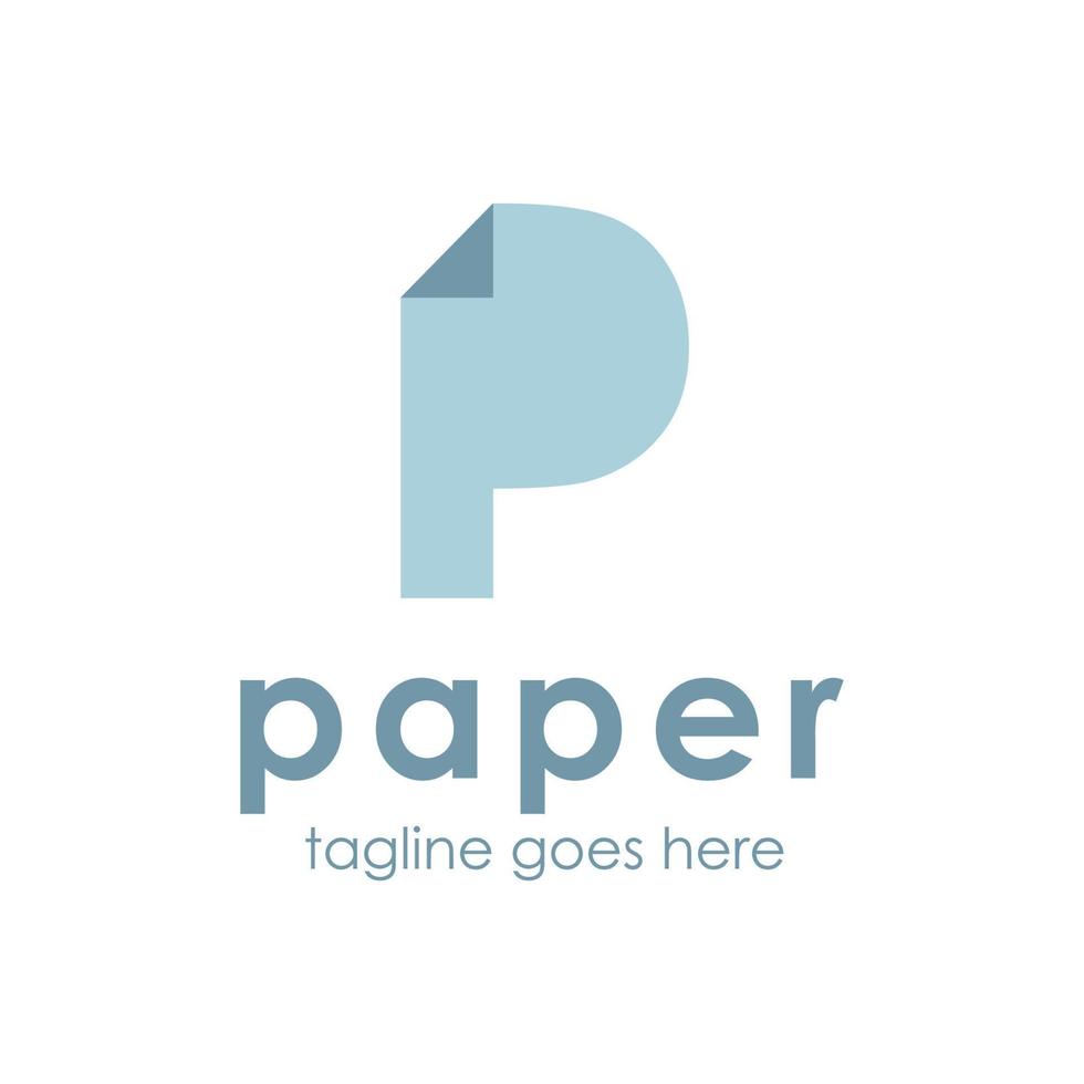Papier-Logo-Design mit Buchstaben p, einfach und einzigartig. perfekt für Geschäft, Unternehmen, Wahrzeichen, Handy, App usw. vektor