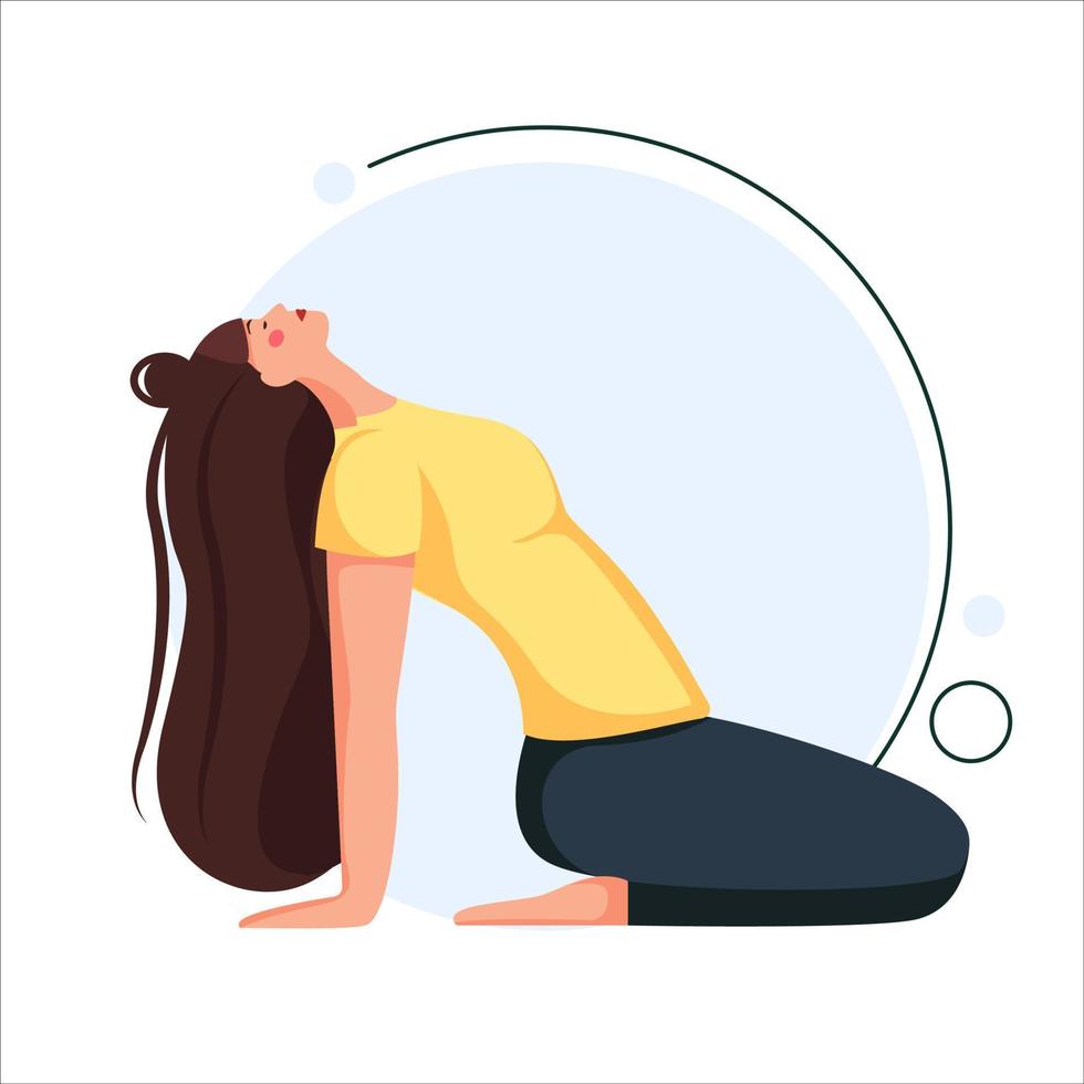 konceptuell illustration för yoga, meditation, avkoppling, vila, hälsosam livsstil. vektor illustration i platt tecknad stil