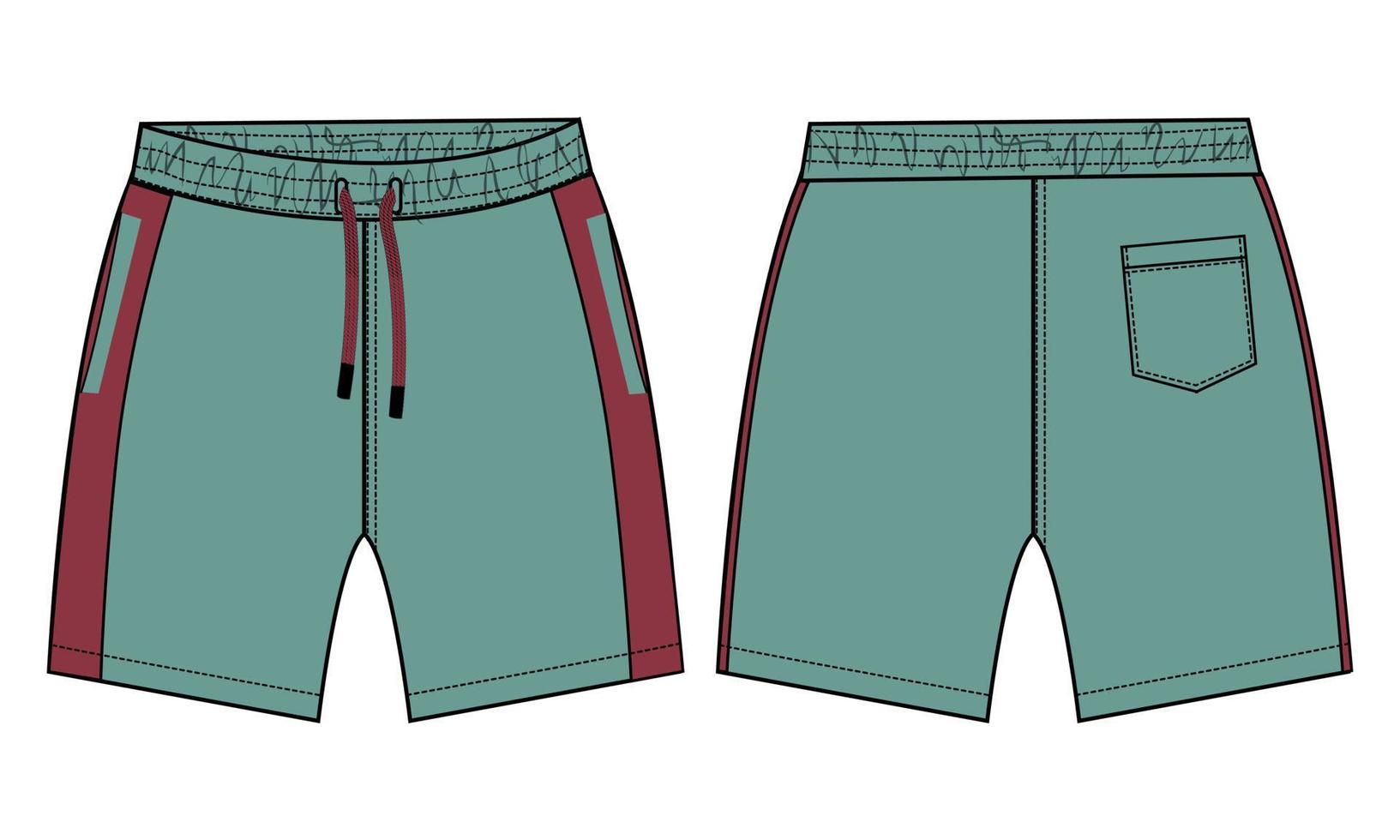 shorts pant teknisk mode platt skiss vektor illustration mall för pojkar