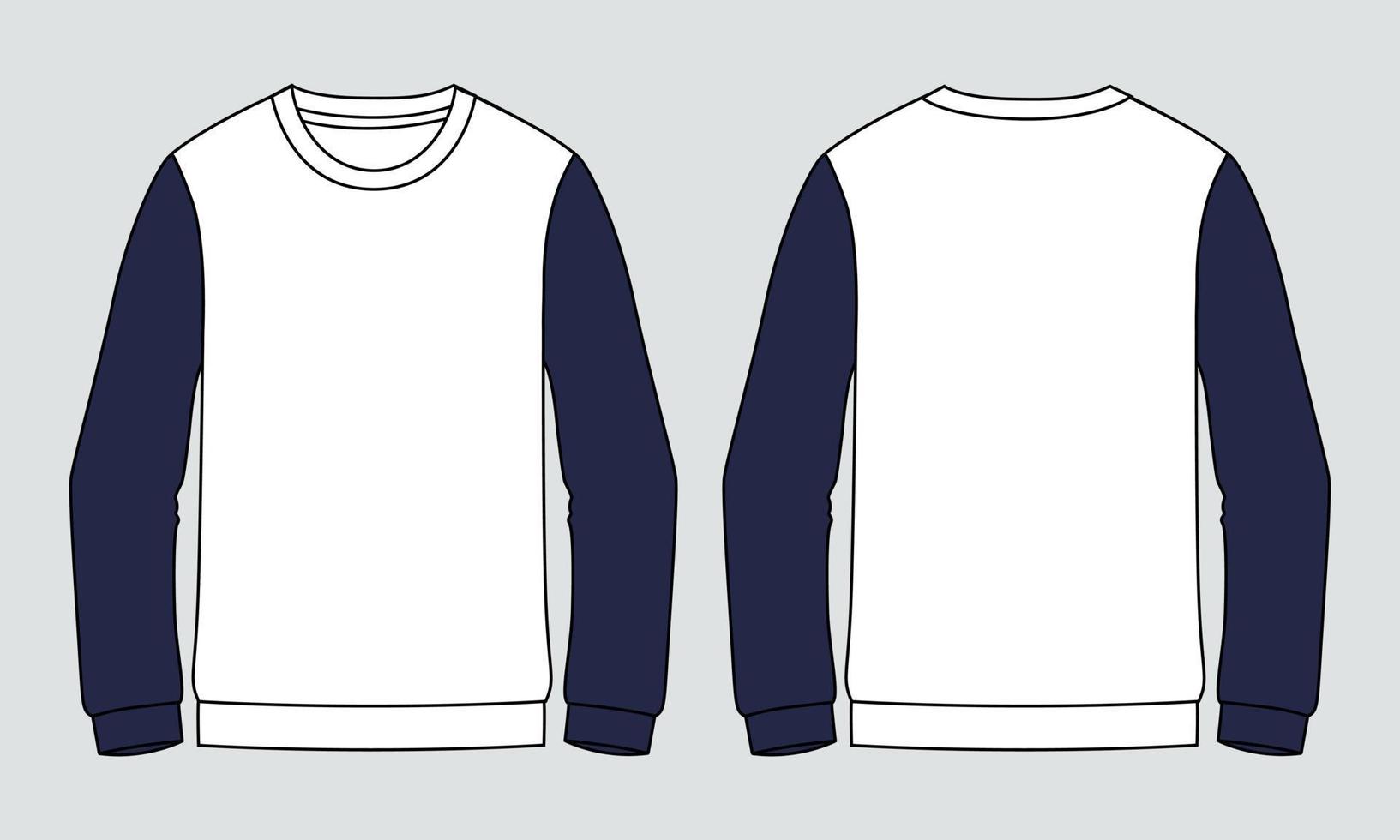 tvåfärgad vit och marinfärgad långärmad sweatshirt vektorillustrationsmall vektor