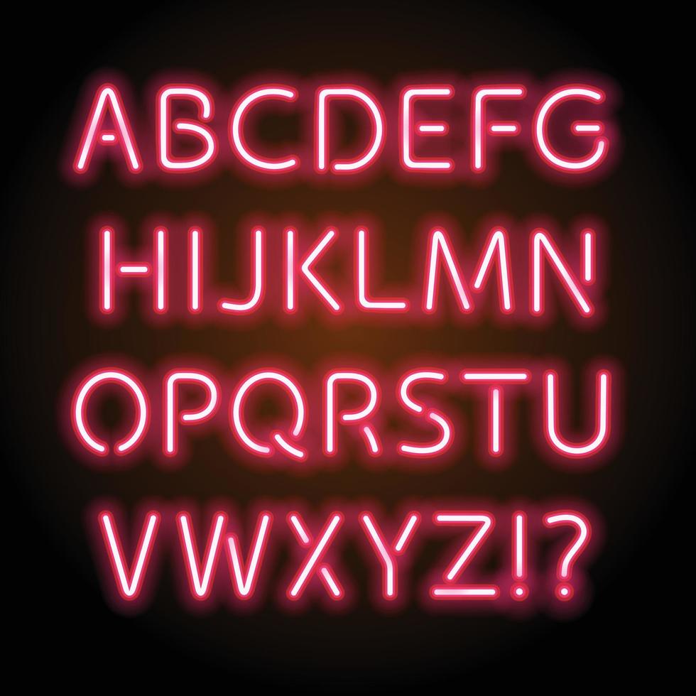 glödande neonrosa alfabetet vektor