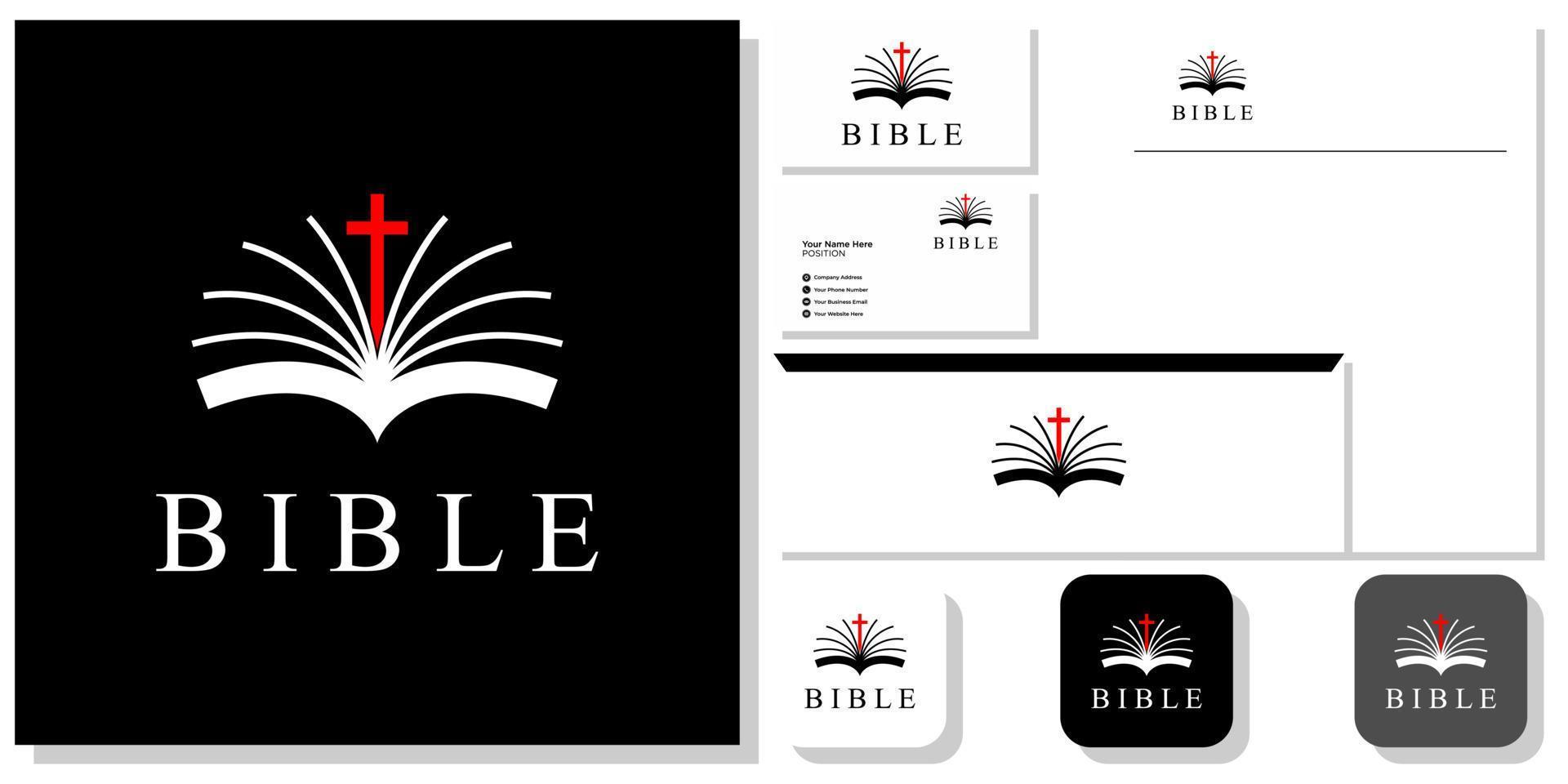 bibel bok kyrka religion jesus bibel bön med varumärkesidentitet mall vektor
