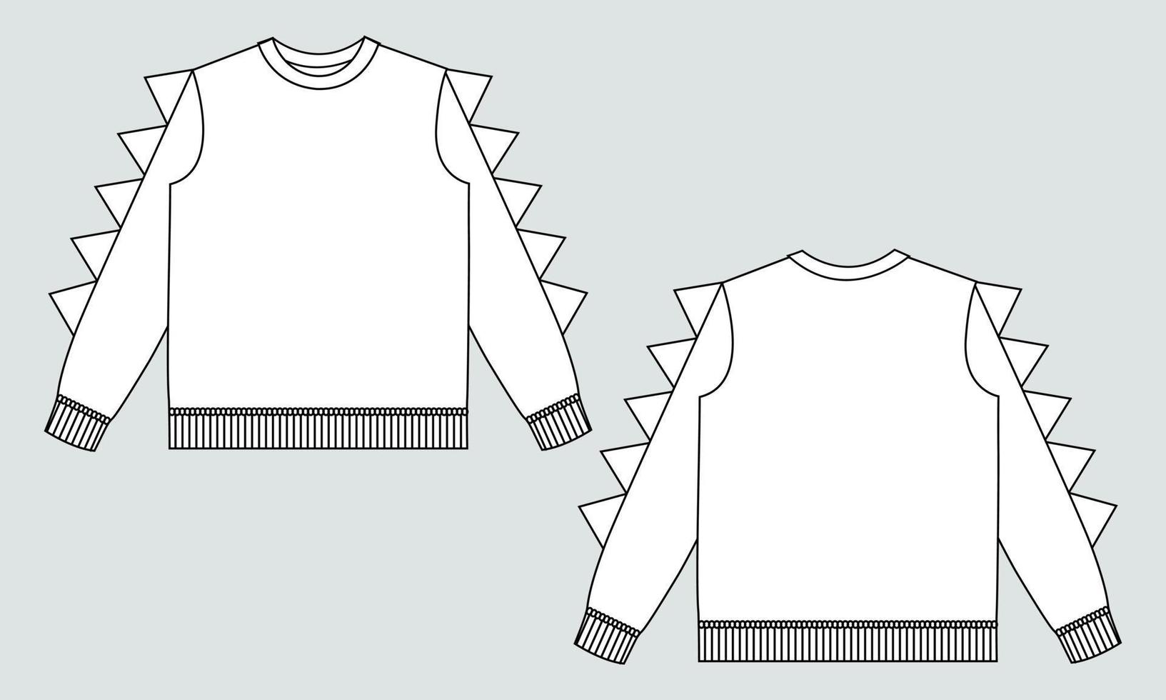 Sweatshirt technische Mode flache Skizze Vektor Illustration Vorlage für Babys