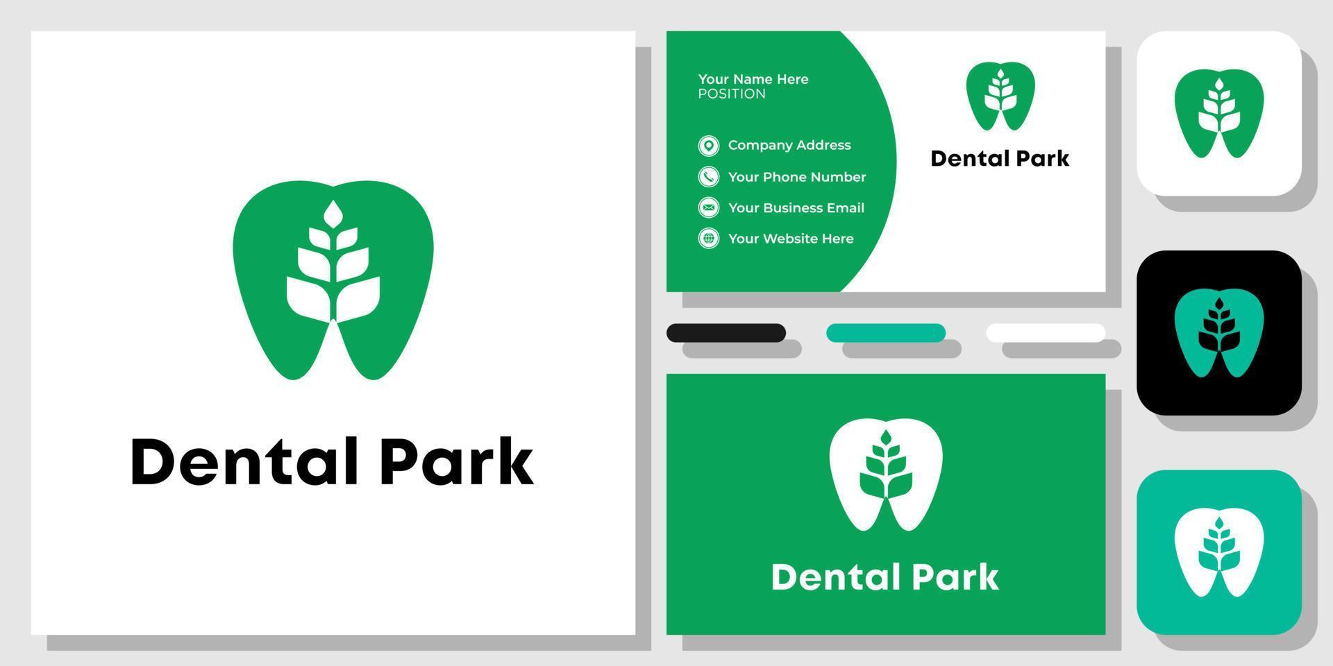 dental park hälsosam symbol tänder kontrollera hygien med visitkortsmall vektor