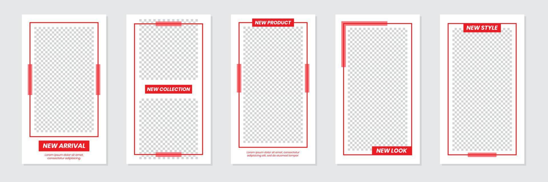 minimalistisk röd design för berättelser för sociala medier vektor