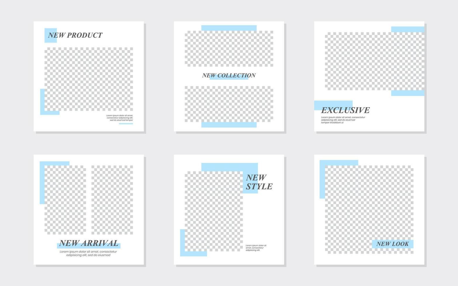 minimales pastellblaues Social-Media-Feeds-Template-Design vektor