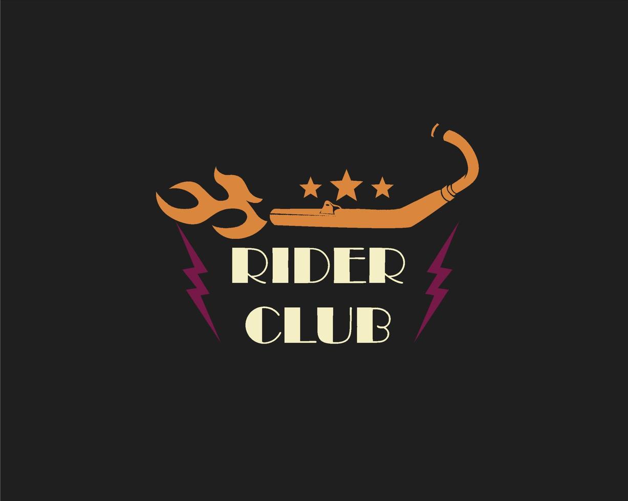 motorcykel klubb avgas logotyp design vektor