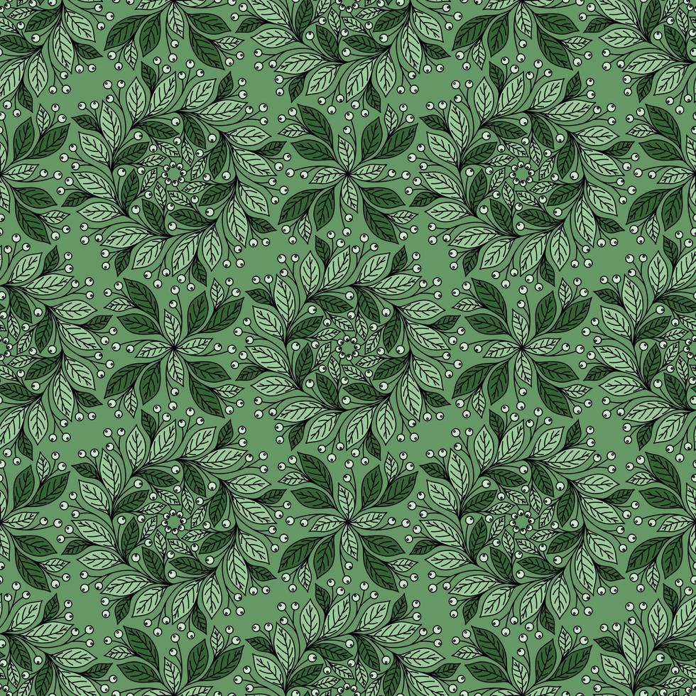 ljusgrön sömlös vektorbakgrund med blommig prydnad och bär vektor