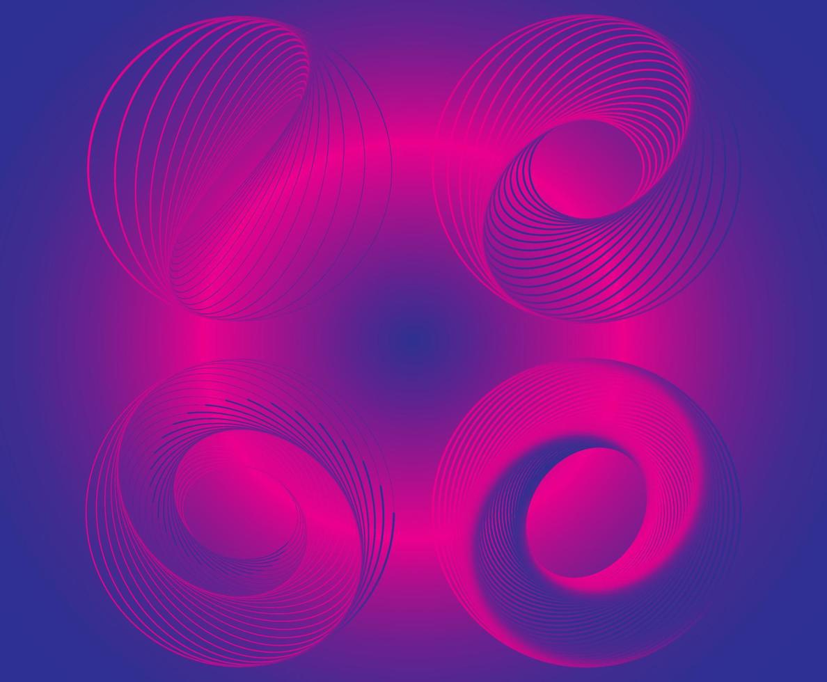 geometrische Linie rosa blauer Vektorzusammenfassungssatz vektor