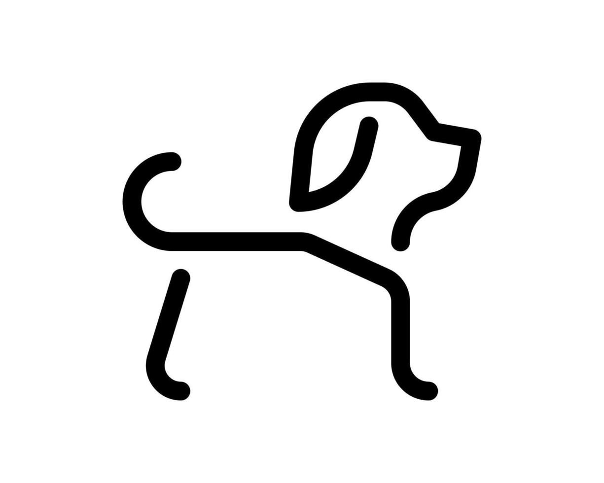 hund linjär ikon. husdjurskontur enkel skylt för det offentliga rummet. valp i krage symbol. logotyp kreativa koncept. vektor isolerade eps illustration
