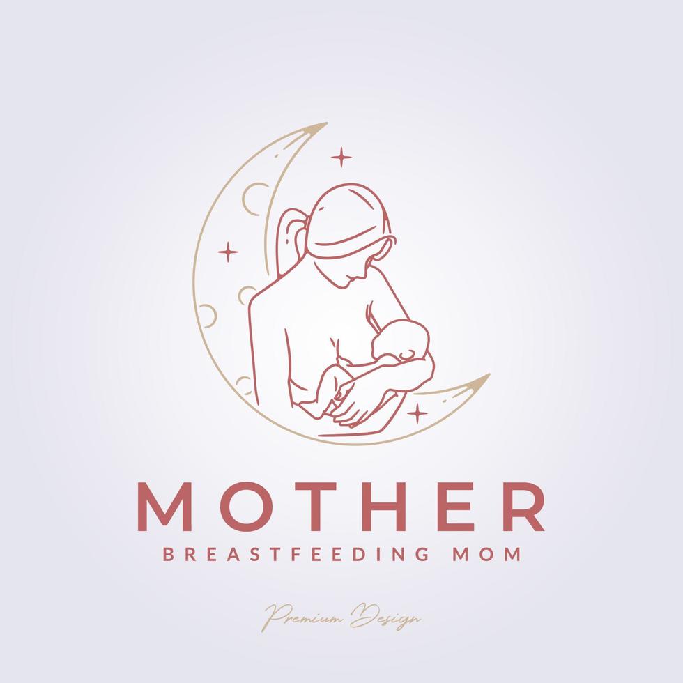 mamma ammar, mamma och baby logotyp vektorillustration design, minimal abstrakt linjekonst logotyp ikon vektor