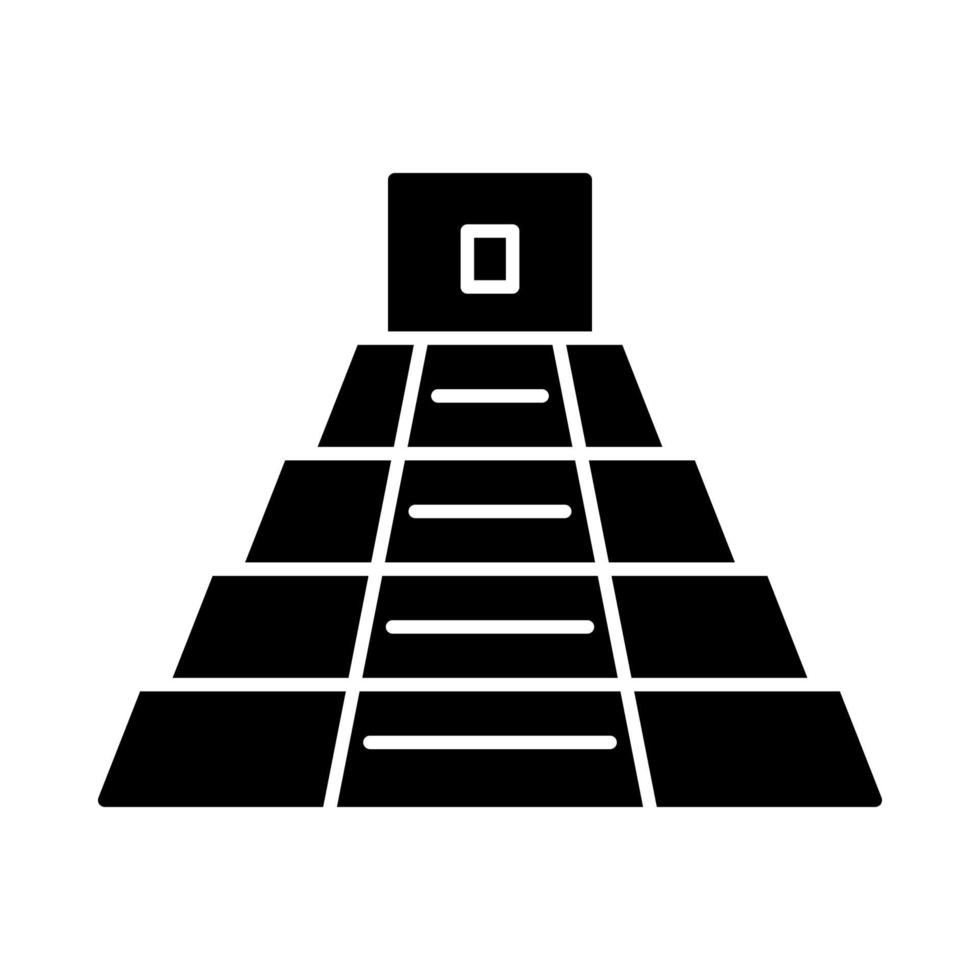 mexikanisches Pyramiden-Glyphen-Symbol. Teotihuacán. Maya-Pyramide. Treppe hinauf. Silhouettensymbol. negativer Raum. vektor isolierte illustration