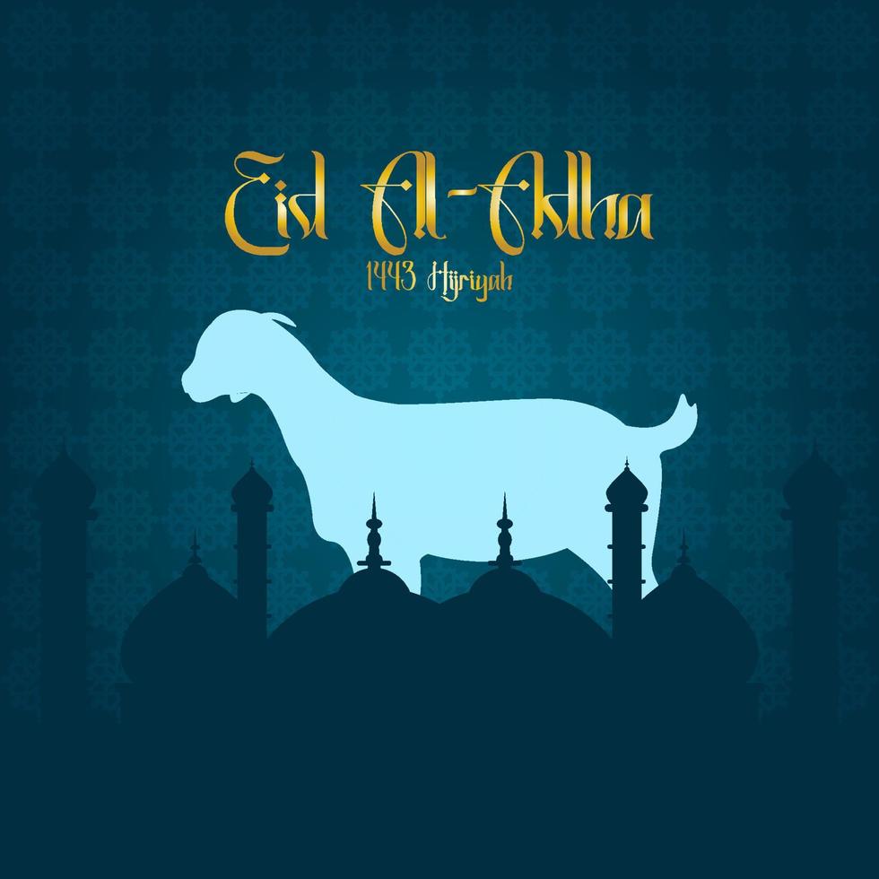 eid al-adha-grüße mit moscheehintergrund. vektor