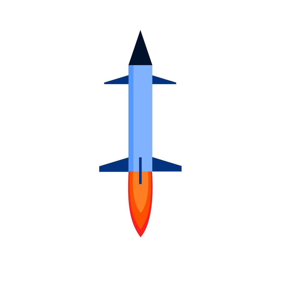 Militärrakete isoliert auf weißem Hintergrund. Vektorsymbol für ballistische Raketen. militärische waffenillustration. Kampfflugzeug Rakete. vektor