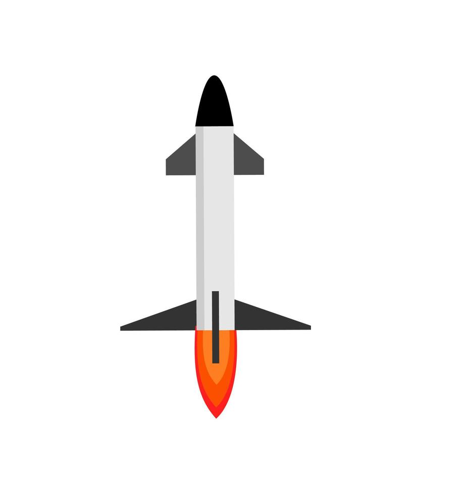 militär missil isolerad på vit bakgrund. ballistisk missil vektor ikon. militära vapen illustration. stridsflygplansmissil.