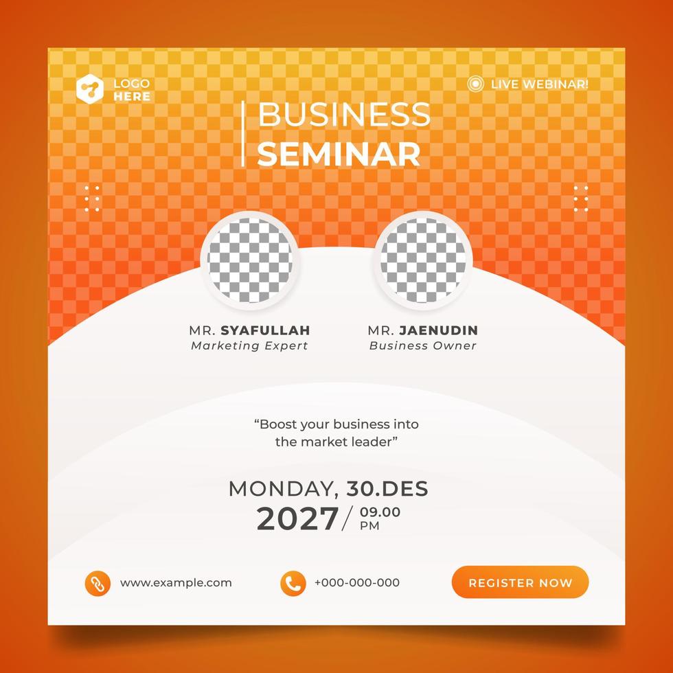 gradient orange business seminarium flyer eller sociala medier banner vektor