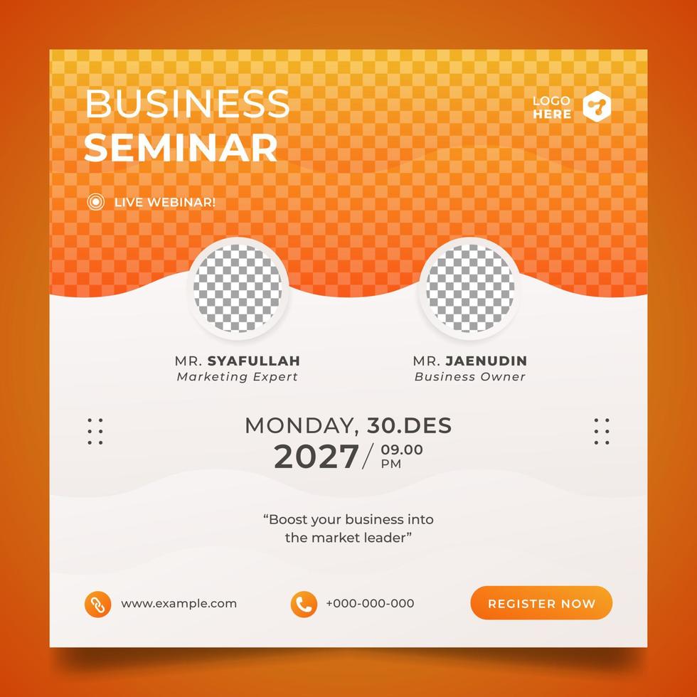 Business-Seminar-Flyer oder Social-Media-Banner mit Farbverlauf in Orange vektor