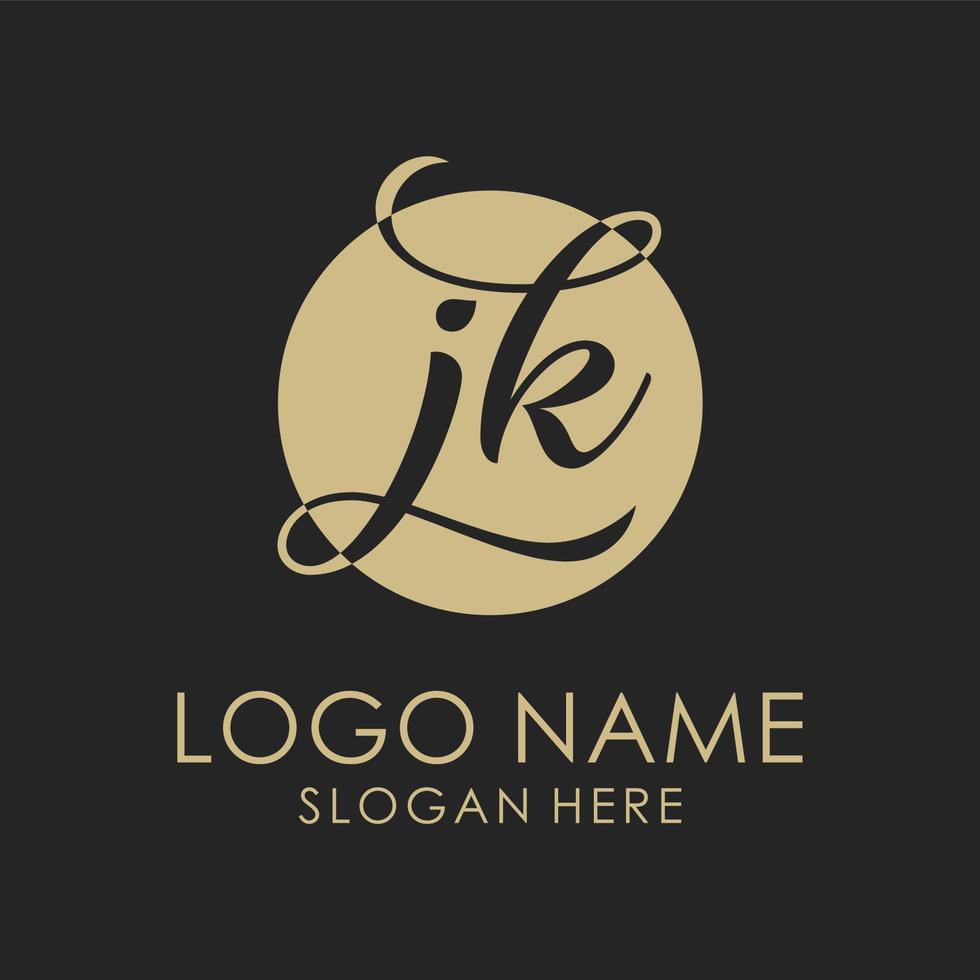 bokstaven jk handstil initial logotyp formgivningsmall. vektor