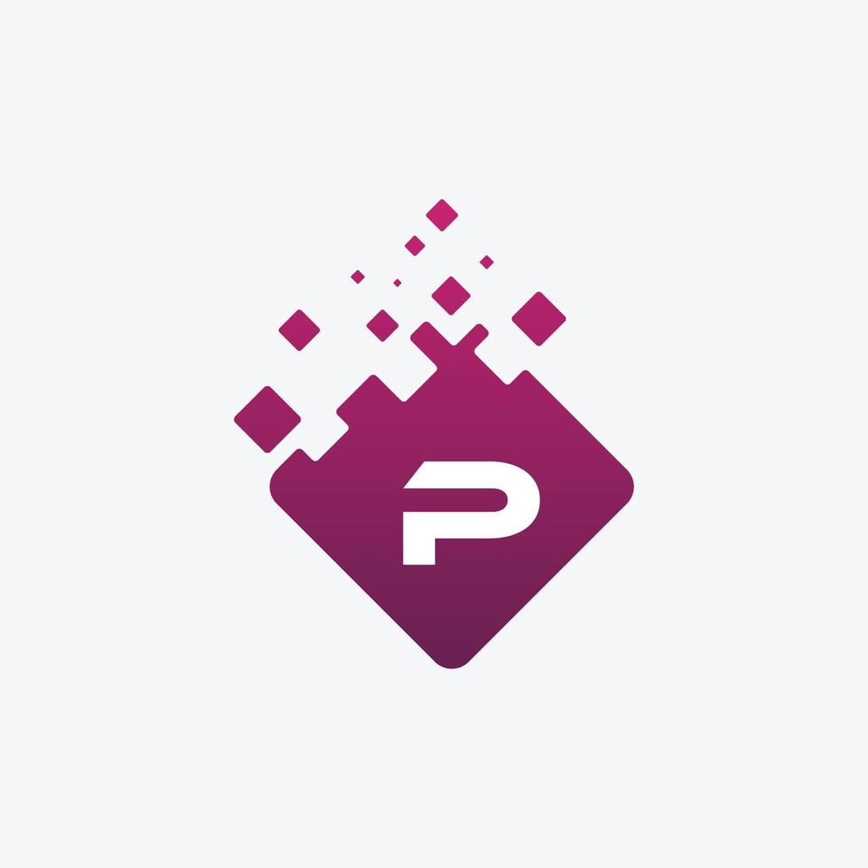 bokstaven p logotyp. p vektor bokstavsdesign med kvadrat.