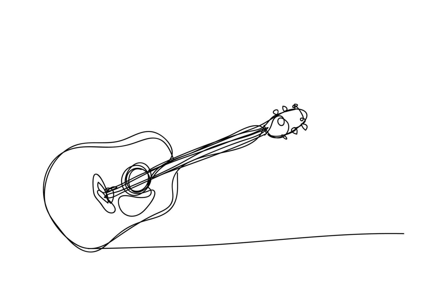 akustische gitarre, durchgehende linienzeichnung, vektorillustration. vektor