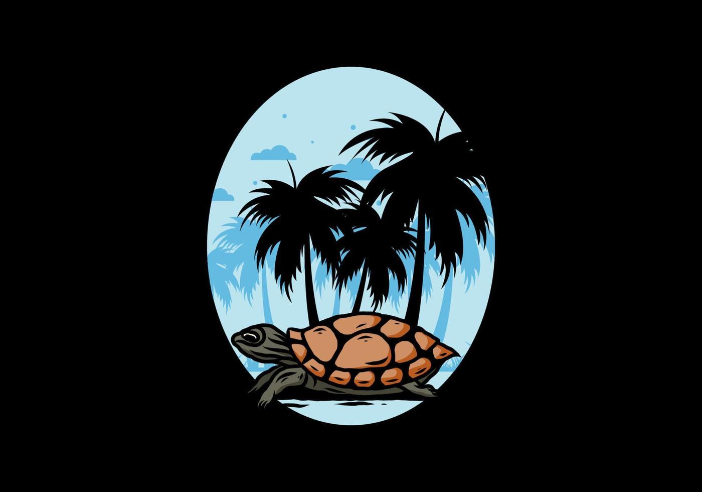 havssköldpadda under kokospalmen illustrationen vektor