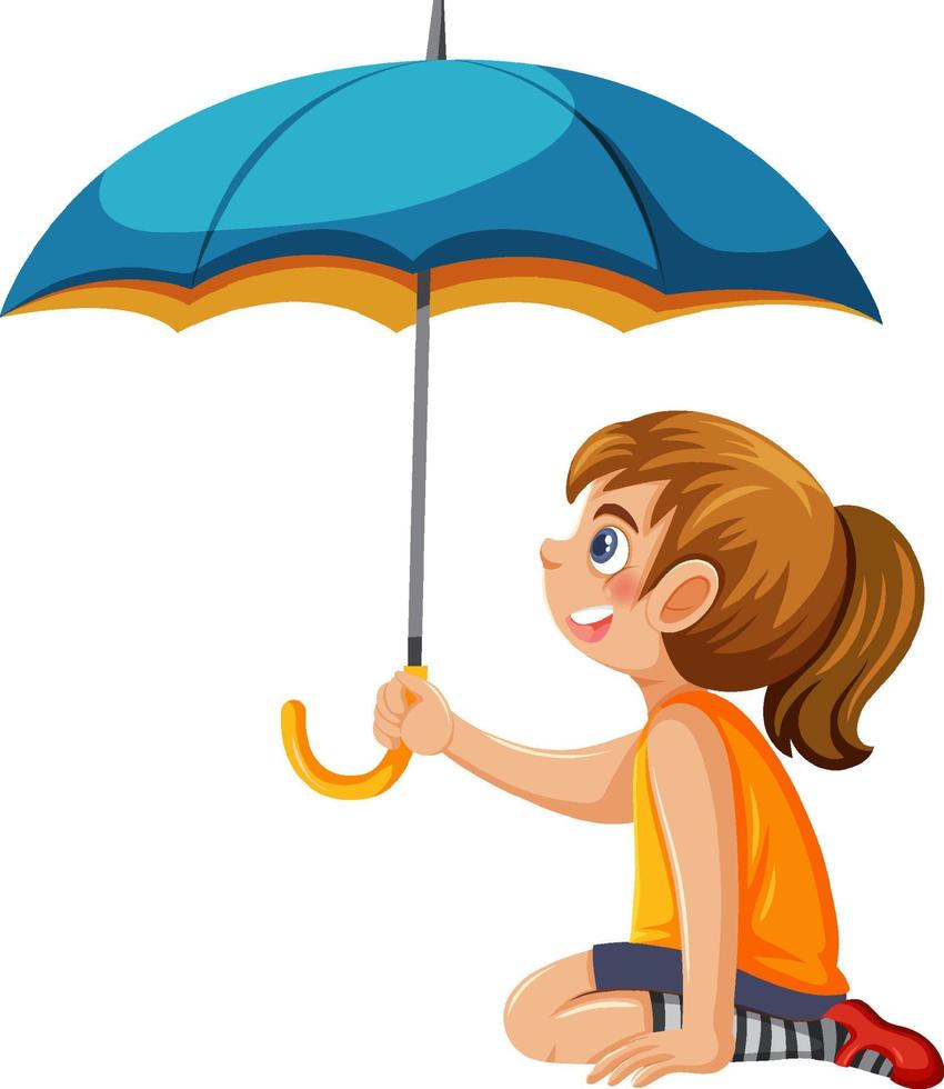 Seitenansicht eines Mädchens mit Regenschirm vektor