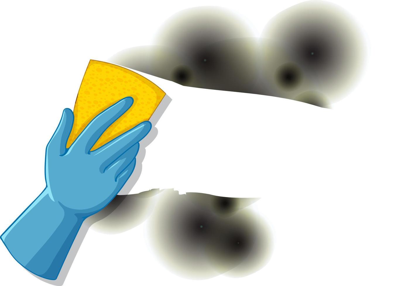 mänsklig hand bär handske håller svamp för rengöring vektor